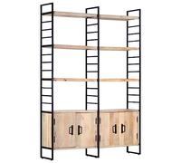 vidaXL Estantería de 4 Niveles Mobiliario Clásica Elegante Funcional Práctica Optimizadora Espacio Resistente Útil 124x30x180cm Madera Maciza de Mango