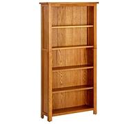 vidaXL Estantería de 5 Niveles Armario Estante Librería Estudio Libros Oficina Salón Sala de Estar Muebles 70x22x140 cm Madera Maciza de Roble