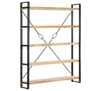 vidaXL Estantería de 5 Niveles Estante Librerías Almacenaje Mostrador Organizador Salón Oficina Hogar Dormitorio Cocina 140x30x180 cm Madera Maciza de Mango