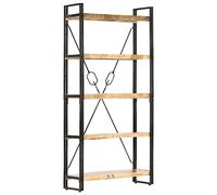 vidaXL Estantería de 5 Niveles Estante Librerías Almacenaje Mostrador Organizador Salón Oficina Hogar Dormitorio Cocina 90x30x180 cm Madera Maciza de Mango