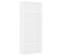 vidaXL Estantería de 5 niveles – Librería estante de libros, contrachapada blanco