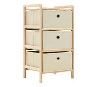 Vidaxl estantería de almacenaje 3 cestas de tela madera de cedro beige