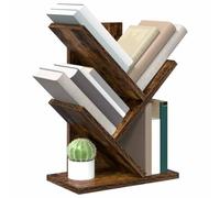 vidaXL Estantería de Árbol de 3 Niveles 30 x 18 x 40 cm Roble Ahumado, Estante de Libros Moderno, Estrecho y Elegante, Ideal para tu Sala, un Toque Decorativo en casa