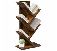 vidaXL Estantería de Árbol de 4 Niveles 30 x 18 x 60 cm Roble Ahumado, Estante de Libros Moderno, Estrecho y Elegante, Ideal para tu Sala, un Toque Decorativo en casa