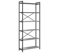 vidaXL Estantería de Capas Gris Sonoma 80 x 30 188 cm. Es una Unidad de Almacenamiento Independiente con Patas Ajustables y una Estructura de Acero. Tiene estantes de Madera de ingeniería y un Estilo