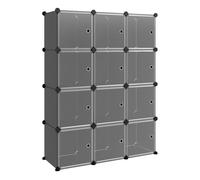Vidaxl estantería de cubos con 12 compartimentos y puertas pp negro