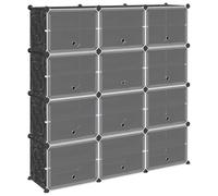 vidaXL Estantería de Cubos con 12 Compartimentos y Puertas PP Negro