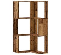 vidaXL Estantería de Esquina 3 Niveles Madera Envejecida 50x50x102 cm, estantería de Esquina, Vitrina de Esquina, Armario de Esquina