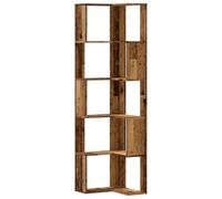vidaXL Estantería de Esquina 5 Niveles Madera Envejecida 50x50x179 cm, estantería de Esquina, Vitrina de Esquina, Armario de Esquina