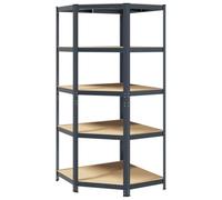 vidaXL Estantería de Esquina 5 Niveles Madera y Acero Gris Antracita, estantería de Garaje, estantería Industrial, estantería de Garaje, estantería