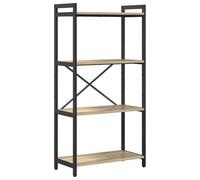 vidaXL estantería de libros en capas de roble Sonoma, 60 x 30 x 118 cm, independiente, estilo industrial, marco de MDF y acero, con pies ajustables, estructura cruzada para mayor estabilidad, detalles