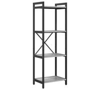 vidaXL Estantería de Libros Sonoma Gris 40 x 30 x 118 cm, con Marco de Acero, estantes de Madera, pies Ajustables, Estructura Cruzada, Independiente. ¡Ideal para un Estilo Industrial y súper Estable!