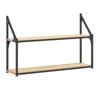 vidaXL Estantería de Pared 2 Niveles, Estantes Flotantes, Librería de Pared, Armario Colgante para Salón Cocina, Madera de Ingeniería Roble Sonoma