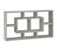 vidaXL Estantería de Pared con 8 Compartimentos Librería Mueble Flotante Colgante Sala de Estar Dormitorio Estudio Oficina Hogar Gris Hormigón