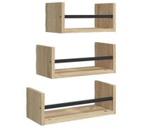 vidaXL Estantería de Pared de 3 Piezas con Barras Roble Sonoma Madera de