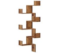 vidaXL Estantería de Pared de Esquina Madera Envejecida 45x45x147 cm, Estante de Esquina, Estante montado en la Pared, Estante de exhibición de Pared