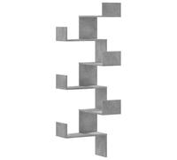 vidaXL Estantería de pared de esquina madera gris hormigón 45x45x147 cm
