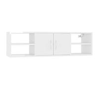 vidaXL Estantería de Pared Repisa Flotante Balda Estante Salón Sala de Estar Estudio Exhibición Decoración Contrachapada Blanco Brillante 102x30x29 cm