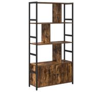 vidaXL Estantería de Roble Ahumado 80 x 30 x 155.5 cm, con Marco de Acero y Madera de ingeniería. Tiene estantes Ajustables en Varios Niveles y una Estructura Cruzada Que le da Estabilidad. Su diseño