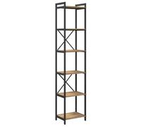 vidaXL Estantería de Roble Artesanal 40 x 30 x 188 cm, Hecha de Madera de ingeniería y un Marco de Acero Negro. Tiene pies Ajustables y estantes a Varios Niveles. Es de Estilo Industrial y se Puede u