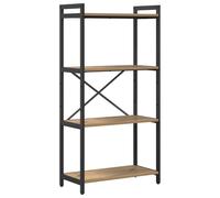 vidaXL Estantería de Roble Artesanal 60 x 30 x 118 cm con estantes en Cascada, Estructura de Acero Negro y Patas Ajustables Biblioteca, Oficina o como Mueble Decorativo. ¡Un Estante