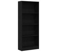 vidaXL Estantería de Roble Negro 60 x 24 x 143 cm - Estante de Almacenamiento Moderno de Madera para Sala de Estar o Oficina con 4 Estantes. Estantería Independiente, Organizador de Libros y Decorac