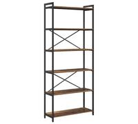 vidaXL Estantería de Varios Niveles 80 x 30 x 188 cm, Color Madera Antigua, Estructura de Acero Negro, pies Ajustables, Solo para Interior, diseño Cruzado, Gran Capacidad de Almacenamiento, Estilo in