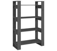 vidaXL Estantería/Divisor de Espacios Armario Biombos Estante de Libros Librería Achivador Separador Partición Madera de Pino Gris 80x35x125 cm