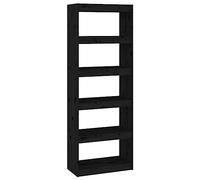 vidaXL Estantería/Divisor de Espacios Armario Estante Separador Partición Pantalla de Privacidad Mueble Librería Madera Pino Negro 60x30x167,5 cm