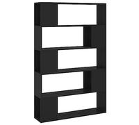 vidaXL Estantería Divisor de Espacios Armario Estante Separador Partición Pantalla de Privacidad Mueble Librería Contrachapada Negro 100x24x155 cm