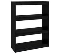 vidaXL Estantería/Divisor de Espacios Armario Estante Separador Partición Pantalla de Privacidad Mueble Librería Negro 80x30x103,5 cm Madera Pino