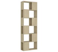 vidaXL Estantería/Divisor de Espacios Armario Estante Separador Partición Pantalla Privacidad Mueble Libros Librería Contrachapada Sonoma 60x24x186cm