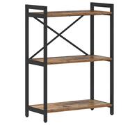 vidaXL Estantería en Capas 60 x 30 x 83 cm Madera Vieja Metal Ingeniero Pies Ajustables Estructura de Cruz Amplio Almacenamiento Estilo Industrial Biblioteca Independiente Mueble Decorativo para Sala