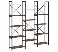 vidaXL Estantería en Roble Ahumado con Estructura de Metal y Estantes de Acero, 156 x 25 x 167.5 cm, Diseño Cruzado, Ideal para Interior, Pies Ajustables, Se Necesita Montaje, USA Destornillador y Ta