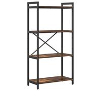 vidaXL Estantería escalonada de en Roble Ahumado, 60 x 30 x 118 cm. Hecha de Madera prensada y con una Estructura de Acero Negra Que la Hace Estable. Tiene pies Ajustables y Mucho Espacio para almace