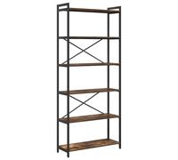 vidaXL Estantería escalonada de en Roble Ahumado, 80 x 30 x 188 cm. Tiene pies Ajustables, Estilo Industrial y se Puede Usar en Interiores. Ofrece Amplio Espacio de Almacenamiento, su Estructura Cruz