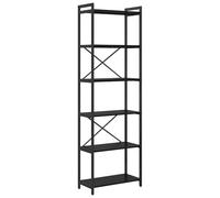 vidaXL Estantería Escalonada de Roble Negro de 60 x 30 x 188 cm, Hecha de Madera Técnica y Acero, con Pies Ajustables. Tiene una Estructura en Cruz, Mucho Espacio de Almacenamiento, y un Estilo de de