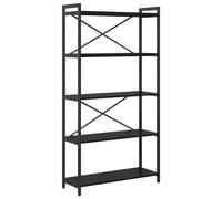 vidaXL Estantería escalonada en Roble Negro, 80 x 30 x 153 cm, Hecha de Madera de ingeniería y Acero. Tiene un Estilo Industrial, Patas Ajustables, y Ofrece Mucho Espacio de Almacenamiento. Solo para