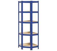 vidaXL Estantería Esquina 5 Niveles Madera contrachapada y Acero Azul