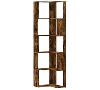 vidaXL Estantería Esquina 5 Niveles Madera Roble Ahumado 50x50x179 cm, estantería de Esquina, Vitrina de Esquina, Armario de Esquina