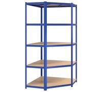vidaXL Estantería Esquina 5 Niveles Mueble Almacén Taller Almacenamiento Sala Salón Estar Habitación Madera Contrachapada y Acero Azul