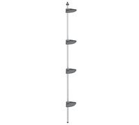 vidaXL Estantería Esquina Ducha Telescópica 4 Estantes Pared Ducha Regulable Extensible Baño Bandejas Almacenamiento Aluminio Plata