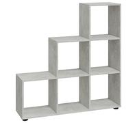 vidaXL Estantería Forma de Escalera Librería Mueble Almacenamiento Sala de Estar Dormitorio Estudio Oficina Hogar Madera Contrachapada Gris Hormigón