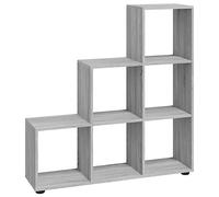 vidaXL Estantería en forma de escalera – Librería de madera contrachapada, Gris Sonoma