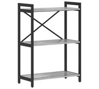 vidaXL Estantería Grey Sonoma 60 x 30 x 83 cm, Estilo Industrial, Hecha de Madera aglomerada y Acero, con Patas Ajustables, 3 estantes, Independiente, para Uso en Interior, Marco de Metal Negro, ofre