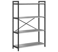 vidaXL Estantería Gris Sonoma 80 x 30 x 118 cm con estantes en ángulo, Hecha de Madera y Metal, Patas Ajustables, Uso Interior, diseño Industrial, Gran Capacidad de Almacenamiento, Estructura de sopo