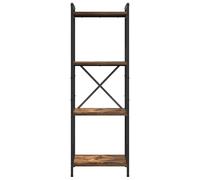vidaXL Estantería Independiente 40 x 30 x 118 cm en Roble Ahumado, con estantes de Metal y Madera, pies Ajustables, Estilo Industrial, sujeción a la Pared Anti-vuelco, Ideal para Almacenamiento en in