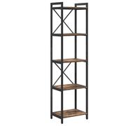 vidaXL Estantería Independiente de Varios Niveles en Roble Ahumado, Madera de ingeniería y Metal, 40 x 30 x 153 cm. Tiene Patas Ajustables y una Estructura Cruzada. Es para Uso Interior y Tiene un ma