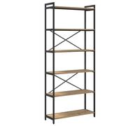 vidaXL Estantería Industrial 80 x 30 x 188 cm en Roble Artesanal, con Marco de Acero Negro. Tiene Estructura en Cruz para Mayor Estabilidad y Patas Ajustables. Ideal para Uso en Interiores, es una un