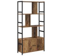 vidaXL Estantería Industrial de en Madera reciclada y estantes de Acero Negro, 80 x 30 x 155.5 cm, autoportante, con Patas Ajustables, Requiere ensamblaje (2 Personas) y Herramientas, Ideal para el h